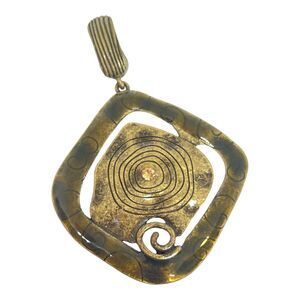 Designer Magnetic Enhancer Pendant Antique Brass Tone Enamel Crystal 5X